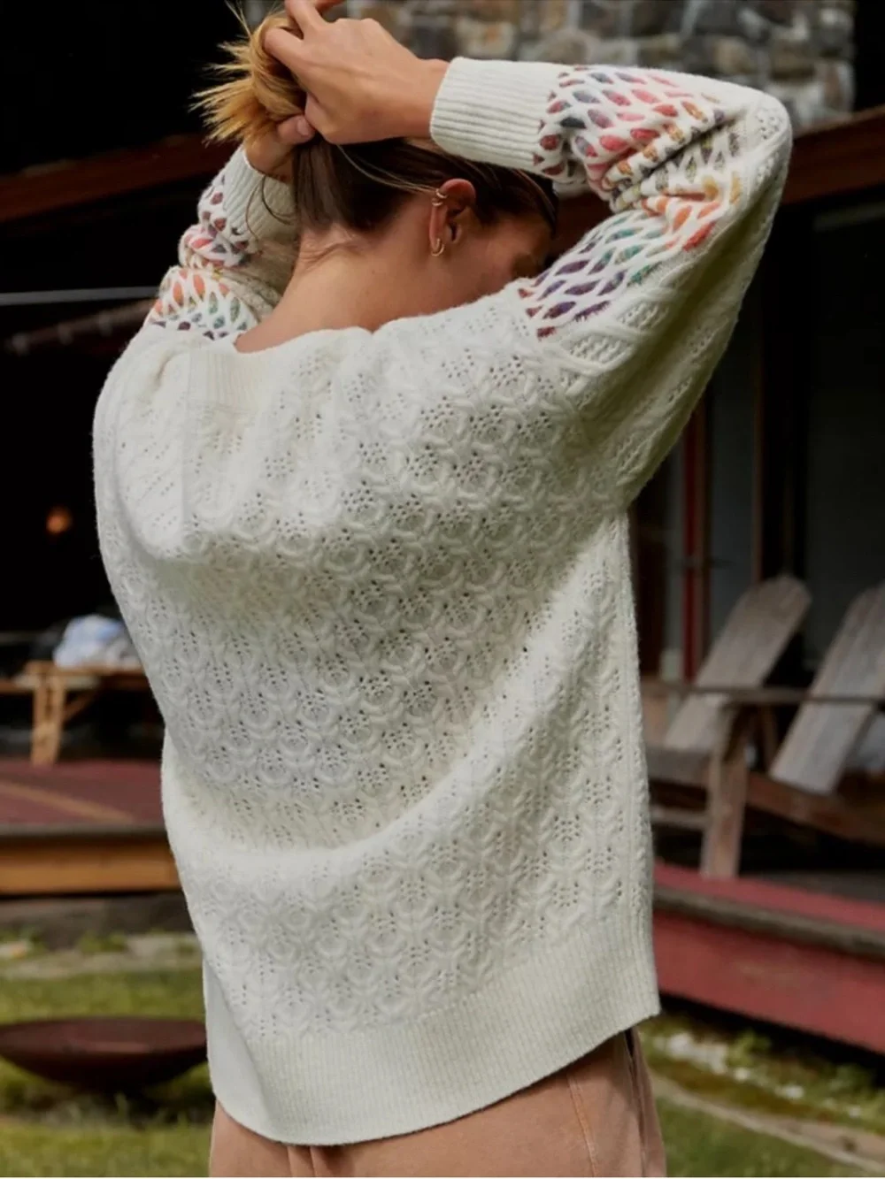 Like New Anthropologie Maeve Cable Knit Lambswool Sweater Generous Small - Picture 3 of 9